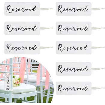 Acrylic Reserved Hanging Signs, with Single Face Satin Ribbon, Clear, 275mm