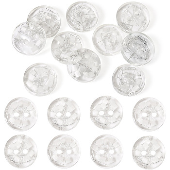 2-Hole Resin Button, Flat Round, White, 13x3mm, Hole: 2mm