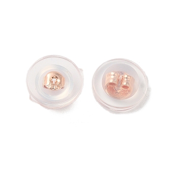 Long-Lasting Plated Brass Silicone Ear Nuts, Rose Gold, 7.7x3.7mm, Hole: 0.6mm