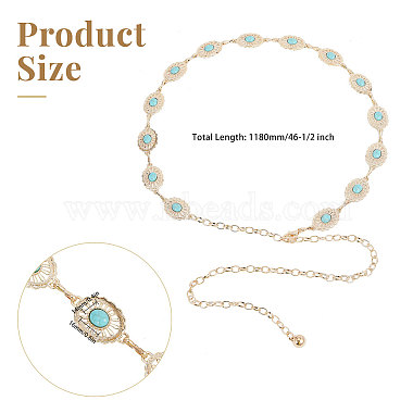 Synthetic Turquoise Oval Link Chain Waist Chains(AJEW-WH0518-52LG)-2