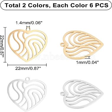 12Pcs 2 Colors 201 Stainless Steel Filigree Charms(STAS-UN0029-90)-4