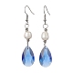 boucles d'oreilles pendantes en forme de larme de verre et de perles naturelles(EJEW-JE05725)-1