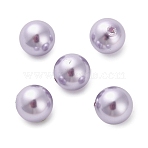 Baking Paint Pearlized Glass Pearl Round Beads, Half Drilled/Half Hole, Violet, 10mm, Hole: 1.2mm(HY-Q001-02A-03)
