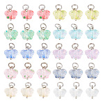 100Pcs 10 Style Transparent Acrylic Pendants, Butterfly, with Brass Findings, Mixed Color, 15mm, 10pcs/style(PALLOY-TAC0229)