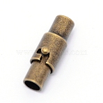 Brass Magnetic Clasps, Column, Antique Bronze, 15x4~5.5mm, Hole: 3mm(STAS-WH0038-07AB)
