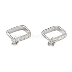 Brass Pave Clear Cubic Zirconia Ice Pick Pinch Bails, Star, Rack Plating, Long-Lasting Plated, Lead Free & Cadmium Free, Platinum, 10.5x9.5x4mm(CU-CBAD360-16P)
