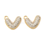 Brass & Clear Cubic Zirconia Charms, Fortune Cookie Charms, Real 18K Gold Plated, 13x16x3.5mm, Hole: 2.5mm(KK-G558-03G)