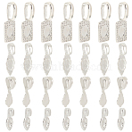 24Pcs 4 Style Rack Plating Brass Glue-on Flat Pad Bails, Teardrop & Leaf & Rectangle, Platinum & Silver, 16~29x6~10x1.5~7mm, Hole: 3~10x2~7mm, 6Pcs/style(KK-SC0004-50)