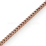 Unwelded Iron Curb Chains, with Spool, Red Copper, 3.8x2.8x0.8mm, about 328.08 Feet(100m)/roll(CH-R078-05R)