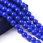 Painted Glass Bead Strands, Baking Paint, Round, Royal Blue, 8mm, Hole: 1.3~1.6mm, about 100pcs/strand, 31.4 inch(DGLA-S071-8mm-50)