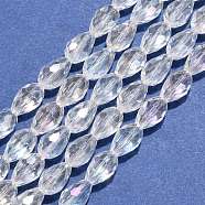 1Strand Electroplate Glass Faceted Teardrop Beads Strands, AB Color Plated, Clear AB, 12x8mm, Hole: 1mm, 60pcs/strand, 27.1 inch(X-EGLA-D015-12x8mm-01)