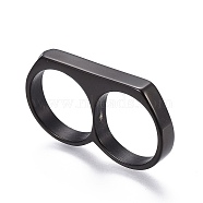 304 Stainless Steel Finger Rings, Double Rings, Gunmetal, Size 8, 18mm(RJEW-O032-13B-18mm)