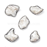 Electroplated Natural Freshwater Shell Nuggets Beads, with Polymer Clay Rhinestone, Seashell Color, 21~31x23~34.5x7.5~11mm, Hole: 0.6~0.7mm(SHEL-F005-09B)