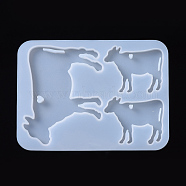 Cattle Pendant Silicone Molds, Resin Casting Molds, For UV Resin, Epoxy Resin Jewelry Making, White, 107x78x5.5mm, Cattle: 53.5x69.5mm and 31.5x41.5mm(DIY-I026-17)