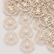 Brass Links connectors, Etched Metal Embellishments, Long-Lasting Plated, Flower of Life, Rose Gold, 13x0.3mm, Hole: 1.2mm(X1-KKC-R001-08RG)