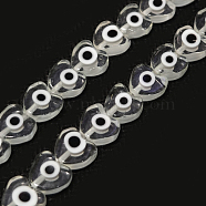 Handmade Evil Eye Lampwork Beads Strands, Heart, Clear, 6~7x8x3mm, Hole: 1mm, about 47~49pcs/strand, 13.19~13.98 inch(33.5~35.5cm)(LAMP-F023-B08)