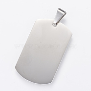 304 Stainless Steel Stamping Blank Tag Pendants, Double Side Polished, Rectangle, Stainless Steel Color, 36x22x2mm, Hole: 7x4mm(X-STAS-R090-33)