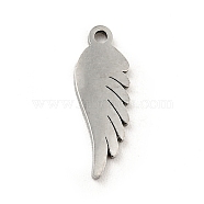 304 Stainless Steel Pendants, Wing, Stainless Steel Color, 13.5x4.5x0.8mm, Hole: 1mm(STAS-E159-06P)