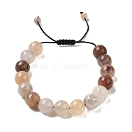 12.5mm Round Natural Lilac Jade Braided Bead Bracelets for Women Men, Inner Diameter: 2~3-1/8 inch(4.95~8.05cm)(BJEW-C060-01G)