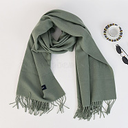 Women's Long Plaid Polyester Imitation Cashmere Tassels Scarf, Winter/Fall Warm Large Soft Tartan Shawls Wraps, Dark Sea Green, 2000x650mm(COHT-PW0001-34-20)
