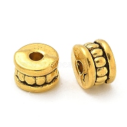 Tibetan Style Alloy Beads, Cadmium Free & Lead Free, Flat Round, Antique Golden, 6x4mm, Hole: 1.2mm, about 1754pcs/1000g(TIBE-P003-35AG)