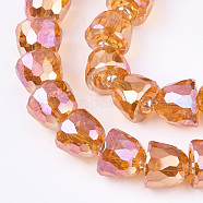 Electroplated Glass Beads, Faceted, Bell, Coral, 10.5~11x9mm, Hole: 1mm(EGLA-T016-01-B04)