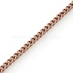 Unwelded Iron Curb Chains, with Spool, Red Copper, 3.8x2.8x0.8mm, about 328.08 Feet(100m)/roll(CH-R078-05R)