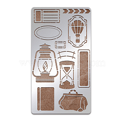 Stainless Steel Metal Stencils, for DIY Scrapbooking/Photo Album, Decorative Embossing DIY Paper Card, Matte Stainless Steel Color, Kerosene Lamp Pattern, 177x101x0.5mm(DIY-WH0242-270)