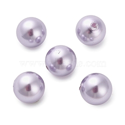 Baking Paint Pearlized Glass Pearl Round Beads, Half Drilled/Half Hole, Violet, 10mm, Hole: 1.2mm(HY-Q001-02A-03)
