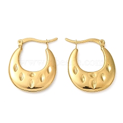 Ion Plating(IP) 304 Stainless Steel Hoop Earrings, Double Horn, Golden, 25.5x21x3mm(EJEW-Z028-13G)