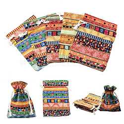 Ethnic Style Cloth Packing Pouches Drawstring Bags, Rectangle, Mixed Color, 14x10cm(X-ABAG-R006-10x14-01)