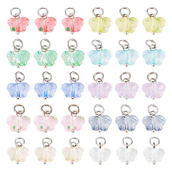 100Pcs 10 Style Transparent Acrylic Pendants, Butterfly, with Brass Findings, Mixed Color, 15mm, 10pcs/style(PALLOY-TAC0229)