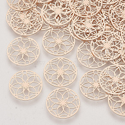 Brass Links connectors, Etched Metal Embellishments, Long-Lasting Plated, Flower of Life, Rose Gold, 13x0.3mm, Hole: 1.2mm(X1-KKC-R001-08RG)