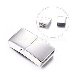 304 Stainless Steel Magnetic Clasps with Glue-in Ends, Rectangle,, Stainless Steel Color, 23x12x5mm, Hole: 3x10mm(STAS-I011-04)