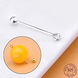 Rack Plating 925 Sterling Silver Screw On Eye Ball Pins, Beadable Pin, for Jewelry Making, Silver, 19 Gauge, 8.3mm, Ball: 3mm, Pin: 0.94mm, Hole: 1.4mm(STER-L044-02A-S)