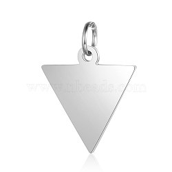 Anti-Tarnish 304 Stainless Steel Pendants, with Jump Ring, Manual Polishing, Inverted Triangle Charm, Stainless Steel Color, 16x15x1mm, Hole: 3.5mm(STAS-I311-22P)