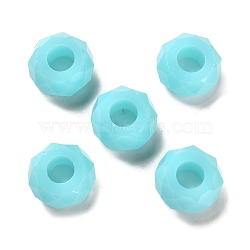 Resin European Beads, Large Hole Beads, Faceted, Rondelle, Cyan, 13.5x8mm, Hole: 5.5mm(RESI-B020-06C)