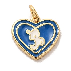 Real 18K Gold Plated Brass Enamel Pendants, with Jump Ring, Heart with Constellation Charm, Capricorn, 12x13x1.5mm, Hole: 3.4mm(KK-M273-06L-G)