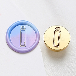 Wax Seal Brass Stamp Head, Bottle Pattern, for Wax Seal Stamp, Golden, 25x14.5mm, Hole: 7mm(AJEW-G056-01U)