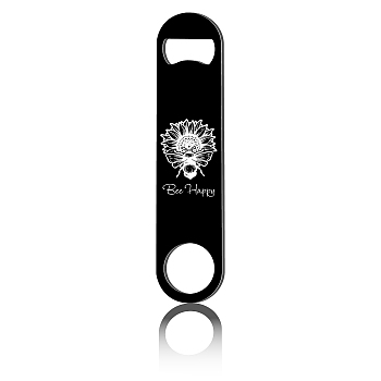 430 Stainless Steel Bottle Openers, Laser Cut, Rectangle, Bees, 178x40x2mm