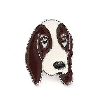 Dog Enamel Pin with Brass Butterfly Clutches, Alloy Badge for Backpack Clothing, Basset Hound, 25.5x18x10mm, Pin: 1.1mm