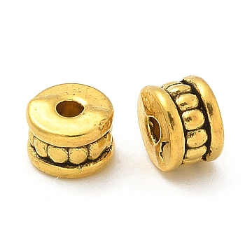 Tibetan Style Alloy Beads, Cadmium Free & Lead Free, Flat Round, Antique Golden, 6x4mm, Hole: 1.2mm, about 1754pcs/1000g