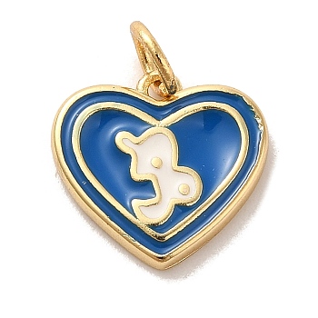 Real 18K Gold Plated Brass Enamel Pendants, with Jump Ring, Heart with Constellation Charm, Capricorn, 12x13x1.5mm, Hole: 3.4mm