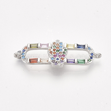 31mm Colorful Oval Brass+Cubic Zirconia Links