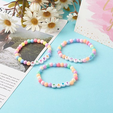Opaque Acrylic Beads Stretch Bracelet Set for Kid(BJEW-JB06589)-8