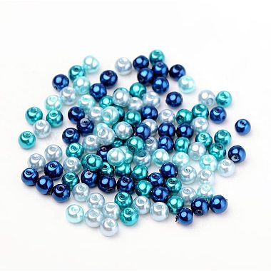 6mm gemischte blaue Farbe pearlized Glasperle für die Schmuckherstellung(HY-PH0006-6mm-03)-2