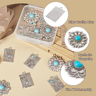 16pcs 8 styles pendentifs turquoise synthétiques(FIND-TA0002-16)-4