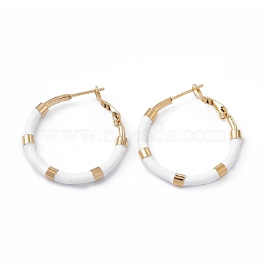 White Ring 201 Stainless Steel Earrings