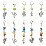 Natural & Synthetic Gemstone Pendant Decorations, with Zinc Alloy Lobster Claw Clasps, 304 Stainless Steel Leverback Earring Findings, Alloy Pendant, Stainless Steel Color, 48~80mm, 10pcs/set(HJEW-CJ00024)