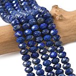 Natural Lapis Lazuli Bead Strands, Faceted, Rondelle, 5.5~6.5x4.5mm, Hole: 1mm, about 91~94pcs/strand, 15.35''(39cm)~15.43''(39.2cm)(G-D344-A17)